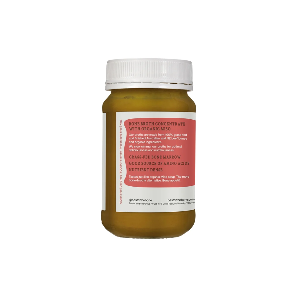 Best Of The Bone Bone Broth Beef Concentrate Organic Miso 390g