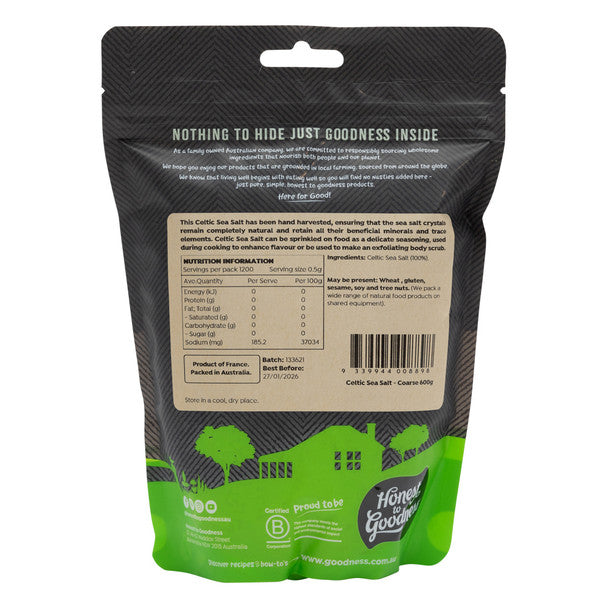 Honest to Goodness Celtic Sea Salt Coarse 600g