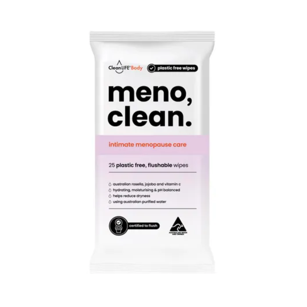 CleanLIFE Meno Clean Wipes Flushable Plastic Free Wipes 25 Pack
