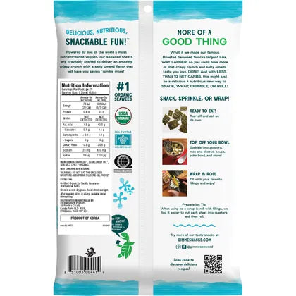 GimMe Roasted Seaweed Big Sheets Sea Salt 7 Sheets 26g
