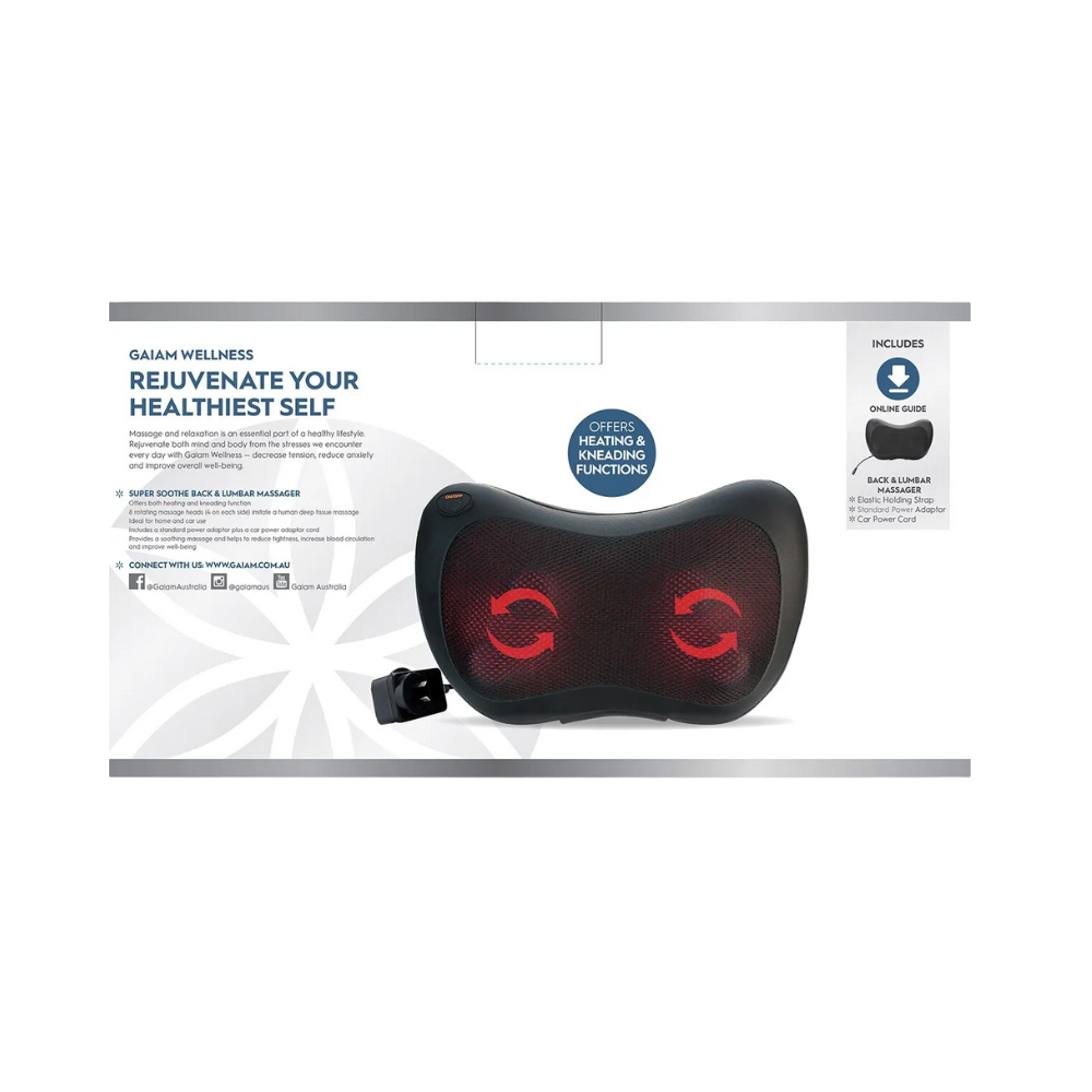 Gaiam Back & Lumbar Massager with Standard & Car Power Adaptor