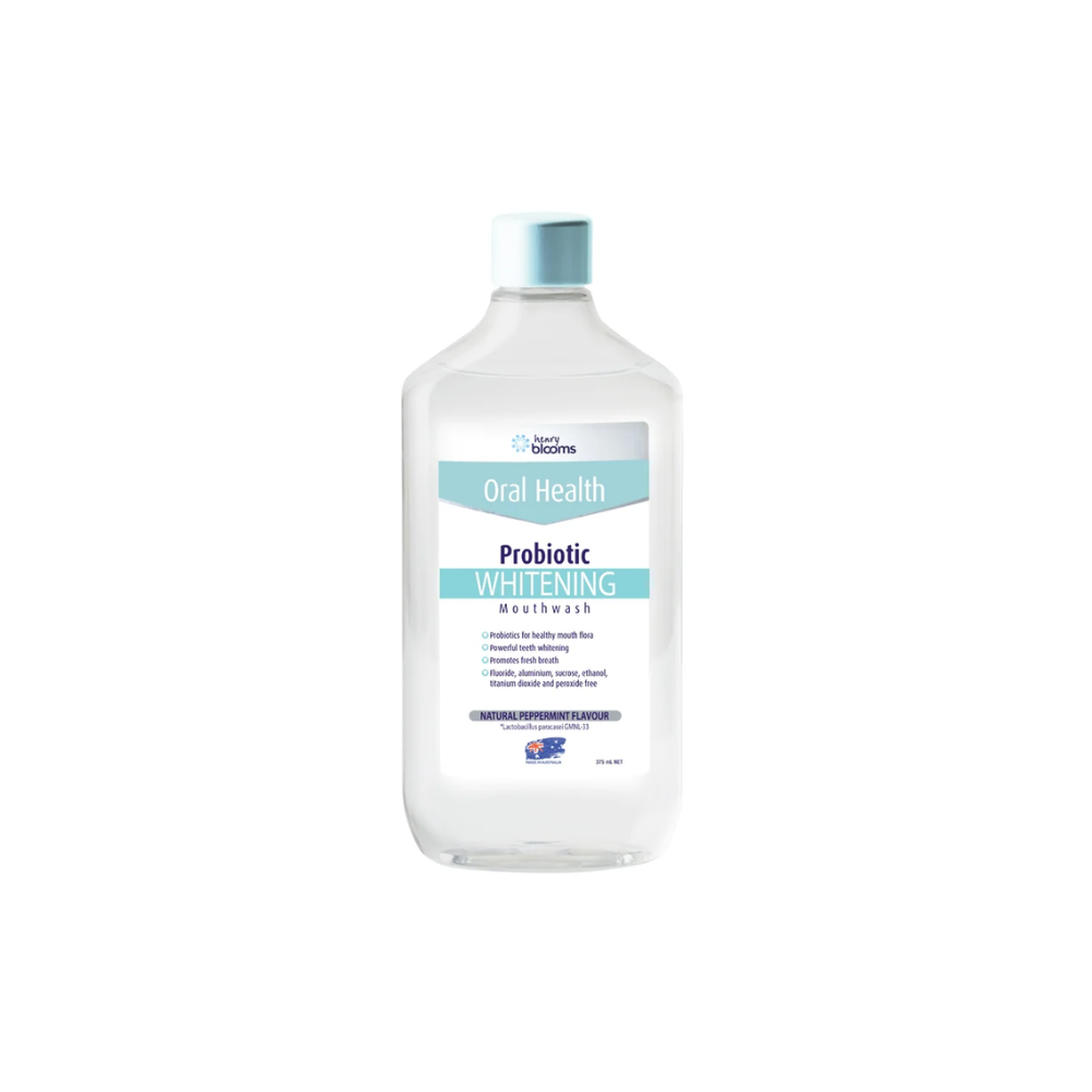 Henry Blooms Oral Health Probiotic Mouthwash Whitening Peppermint 375ml