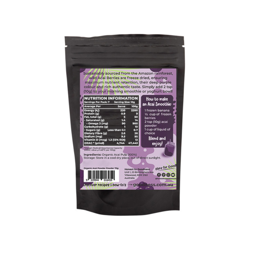 Honest to Goodness Organic Acai Powder 70g