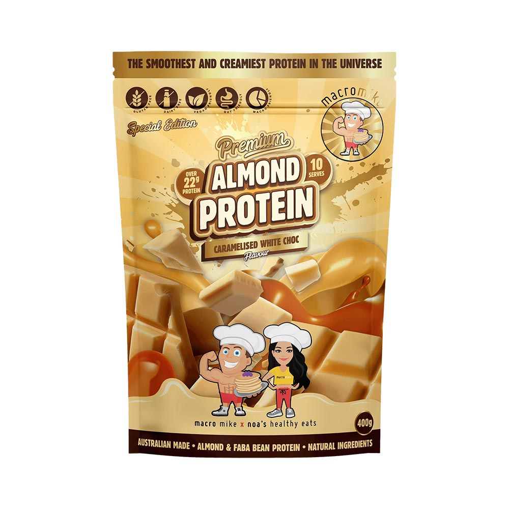 Macro Mike Caramelised White Choc Premium Almond Protein 400g