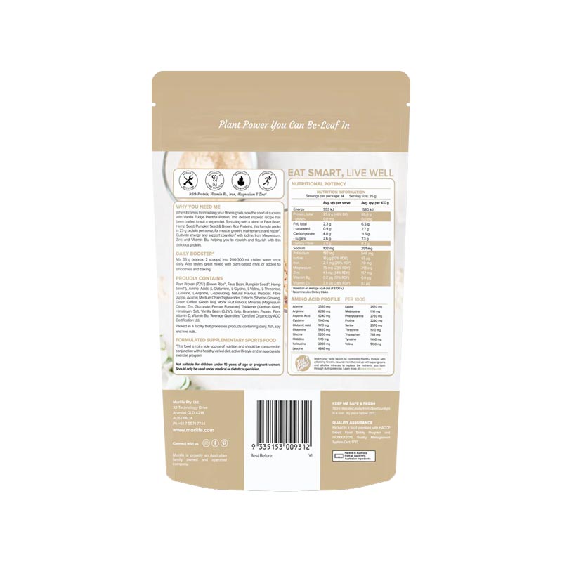 Morlife Plantiful Protein Vanilla Fudge 440g
