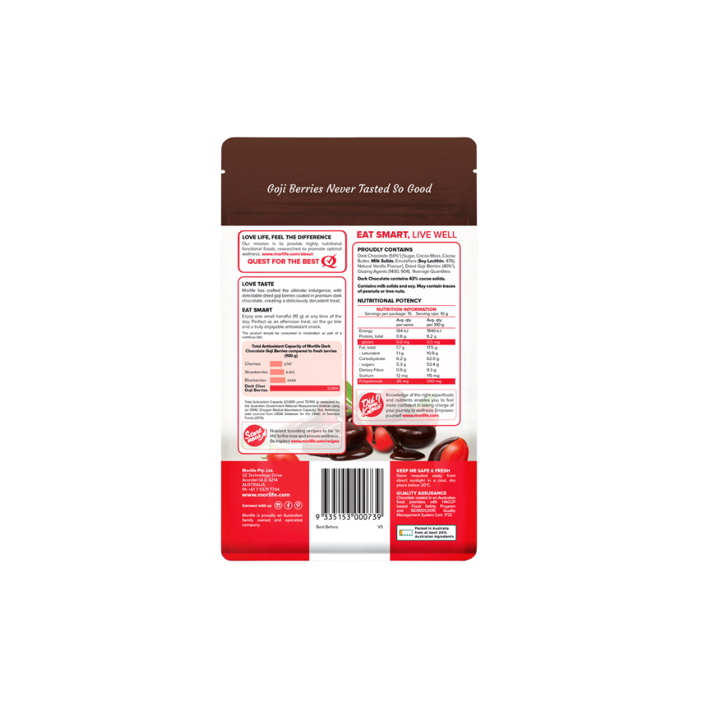 Morlife Dark Chocolate Goji Berries 150g