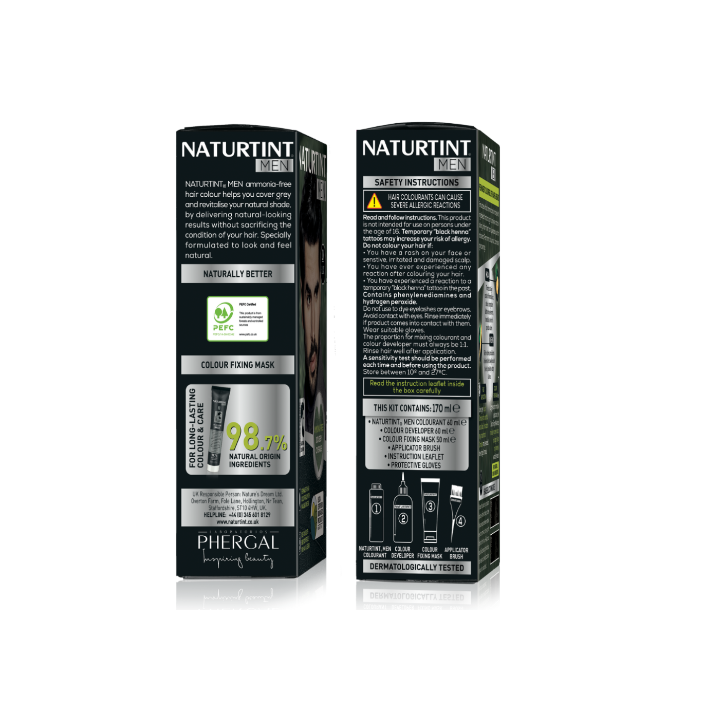 NaturTint Men's Dark Blond Hair Colouring 6N packaging, ammonia-free formula for natural-looking hair color.