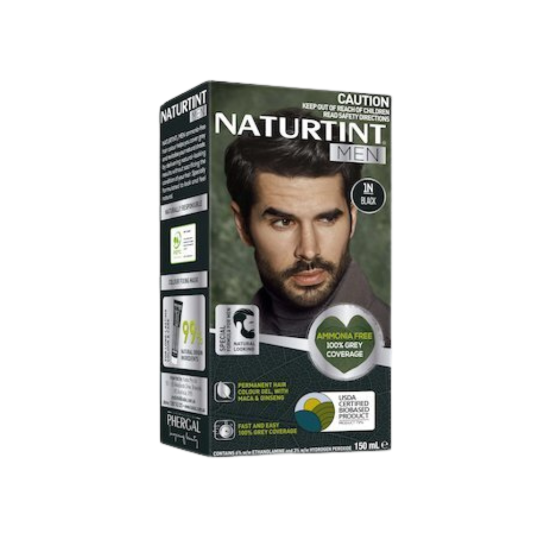 NaturTint Mens Ebony Black Hair Colouring 1N 170ml