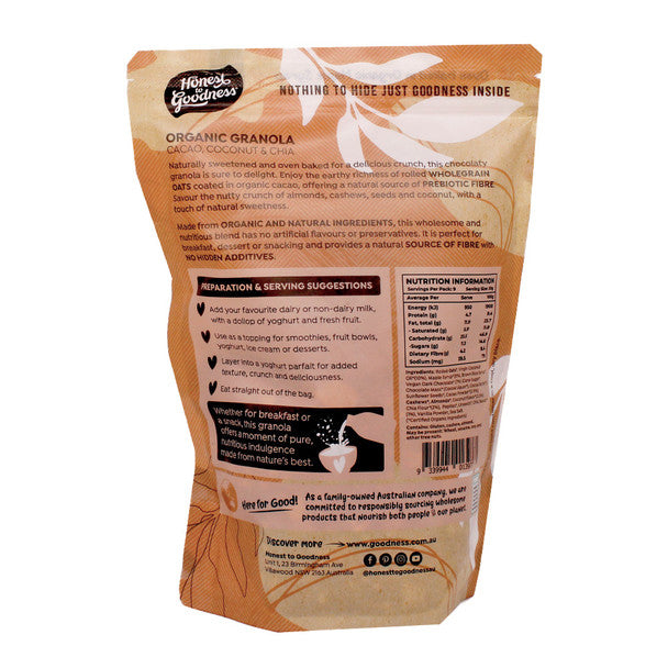 Honest to Goodness Organic Granola Cacao Coconut & Chia 450g