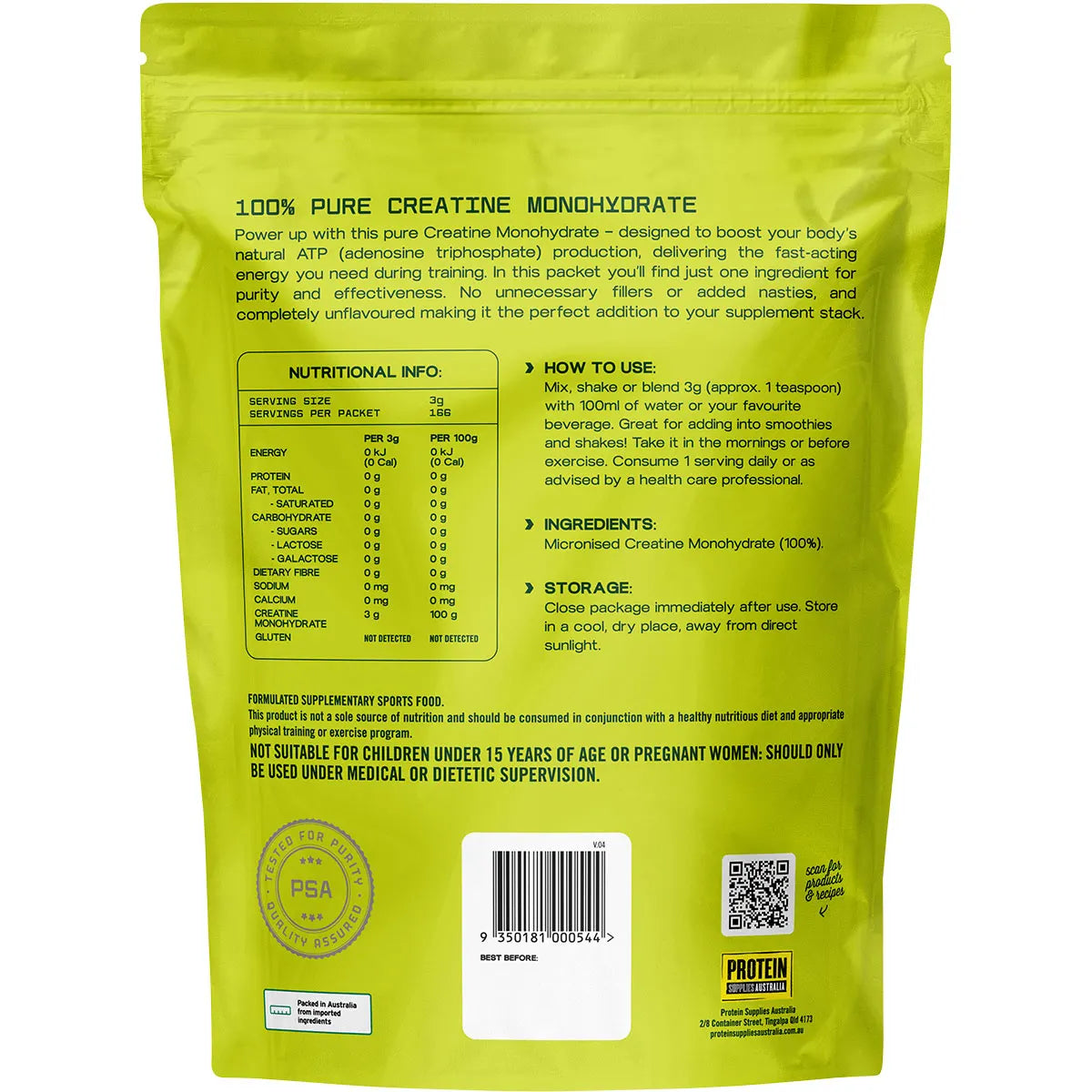 Protein Supplies Australia Creatine Monohydrate Pure 500g
