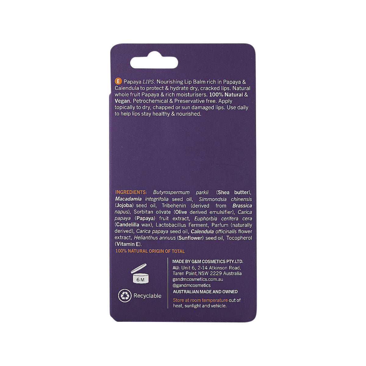 P'URE Papayacare Papaya Lips (Paw Paw with Calendula) 10g