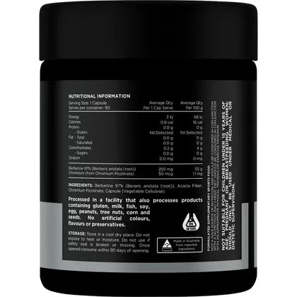 Switch Nutrition Berberine+ Plus Chromium Picolinate 90 Caps
