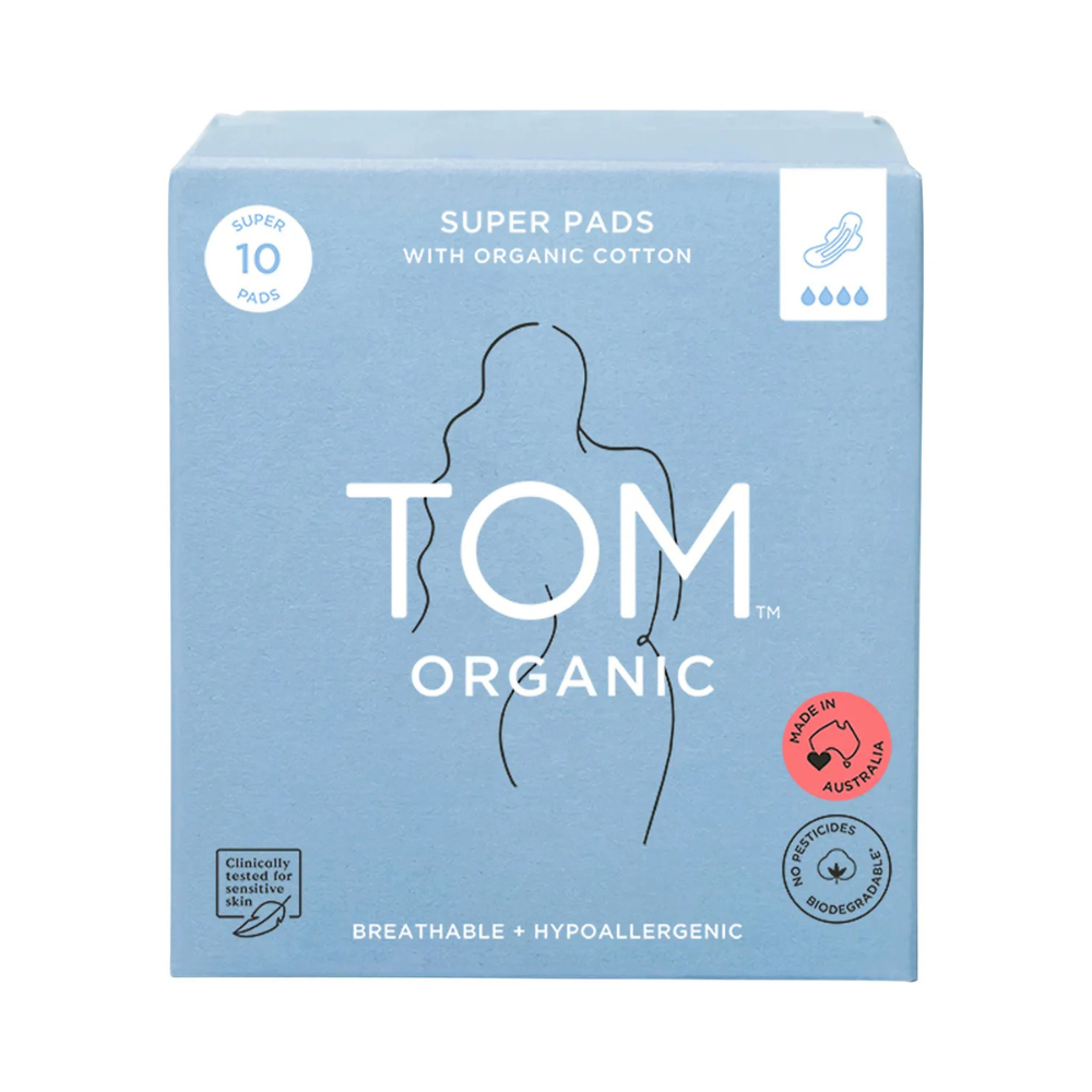 Tom Organic Cotton Pads with Wings Super 10 Pack