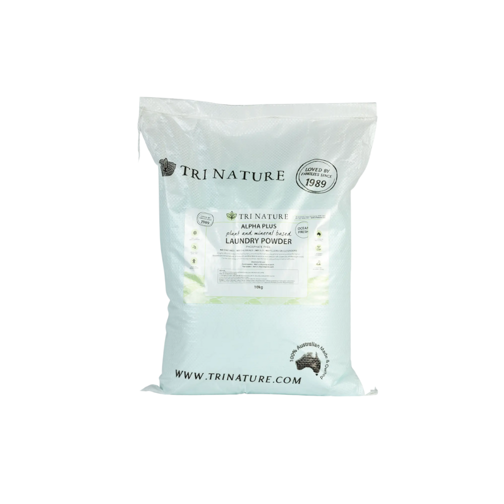 Tri Nature laundry powder bag on a white background