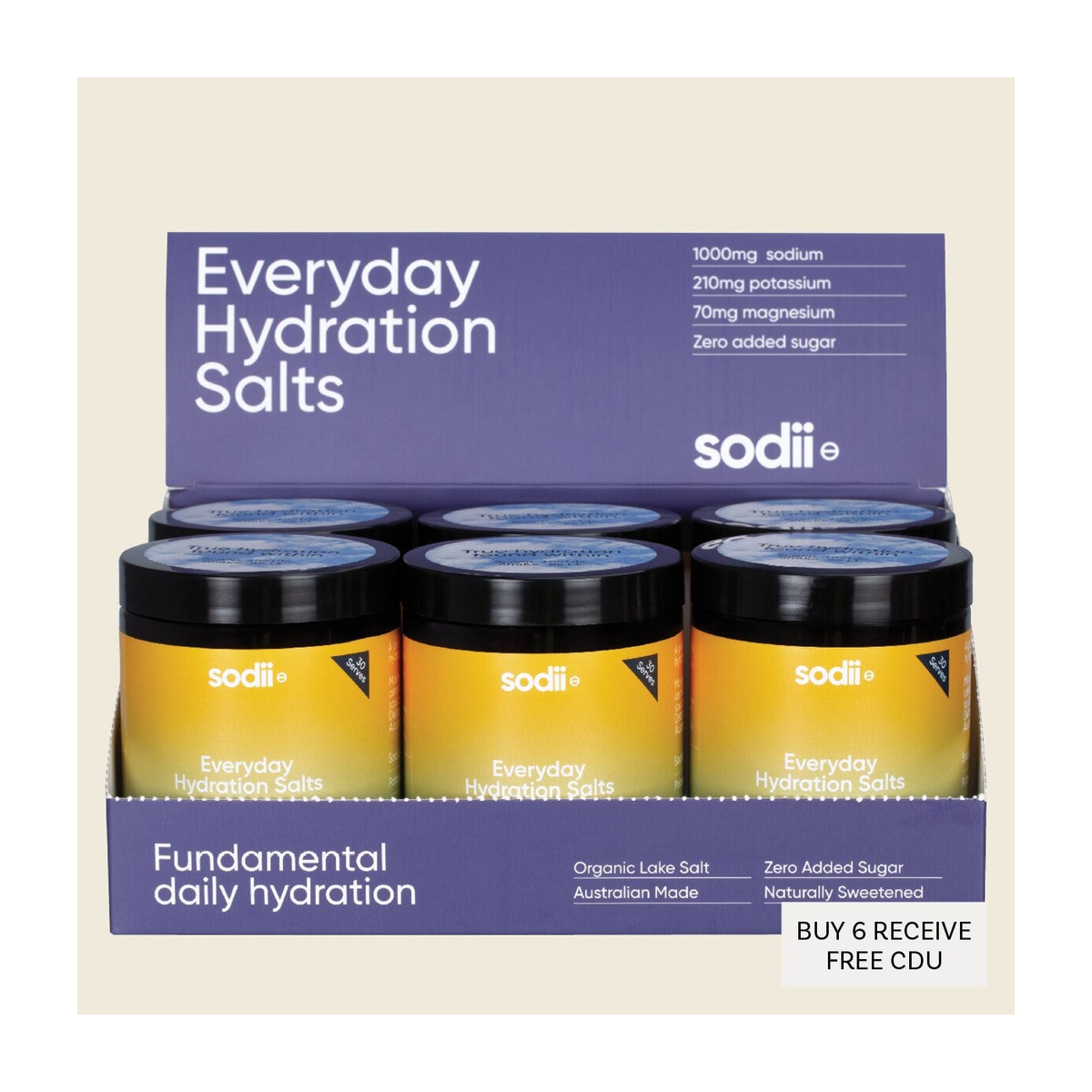 Sodii Everyday Hydration Salts Salty Pineapple 185g display pack
