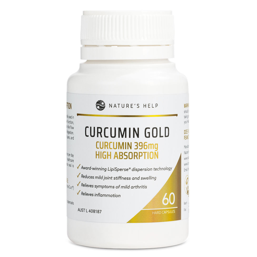 Nature's Help Curcumin Gold 396mg 60 Capsules front label.