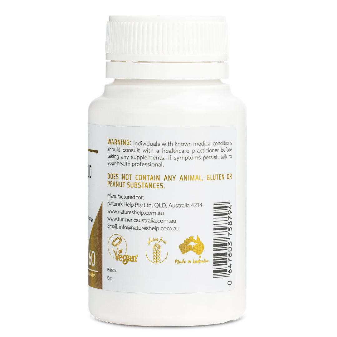 Nature's Help Curcumin Gold warning and barcode label.