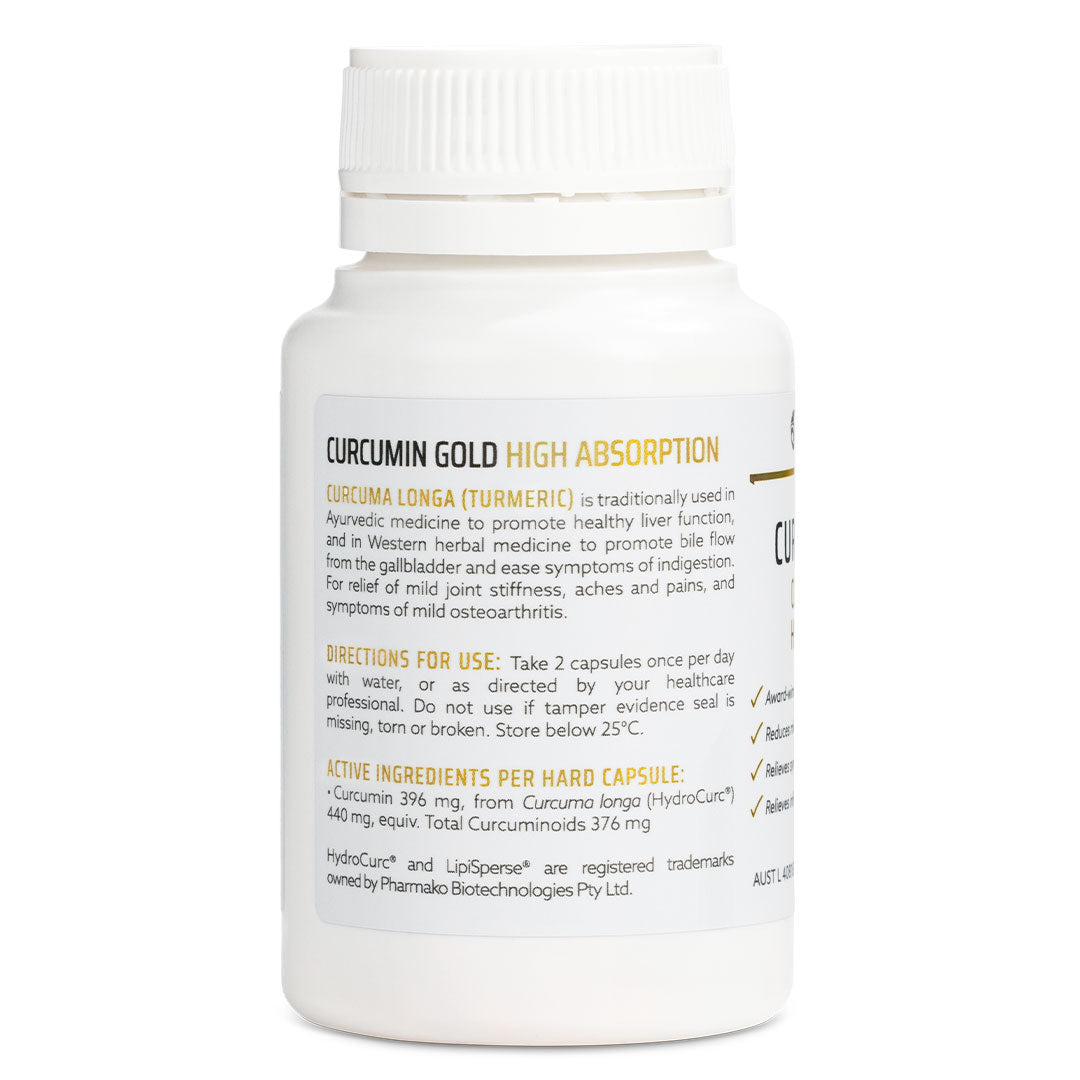 Nature's Help Curcumin Gold directions and active ingredient label.