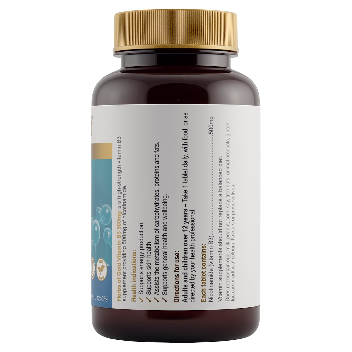 Herbs of Gold Vitamin B3 500mg 60 Tablets Healthylife gallery image 2
