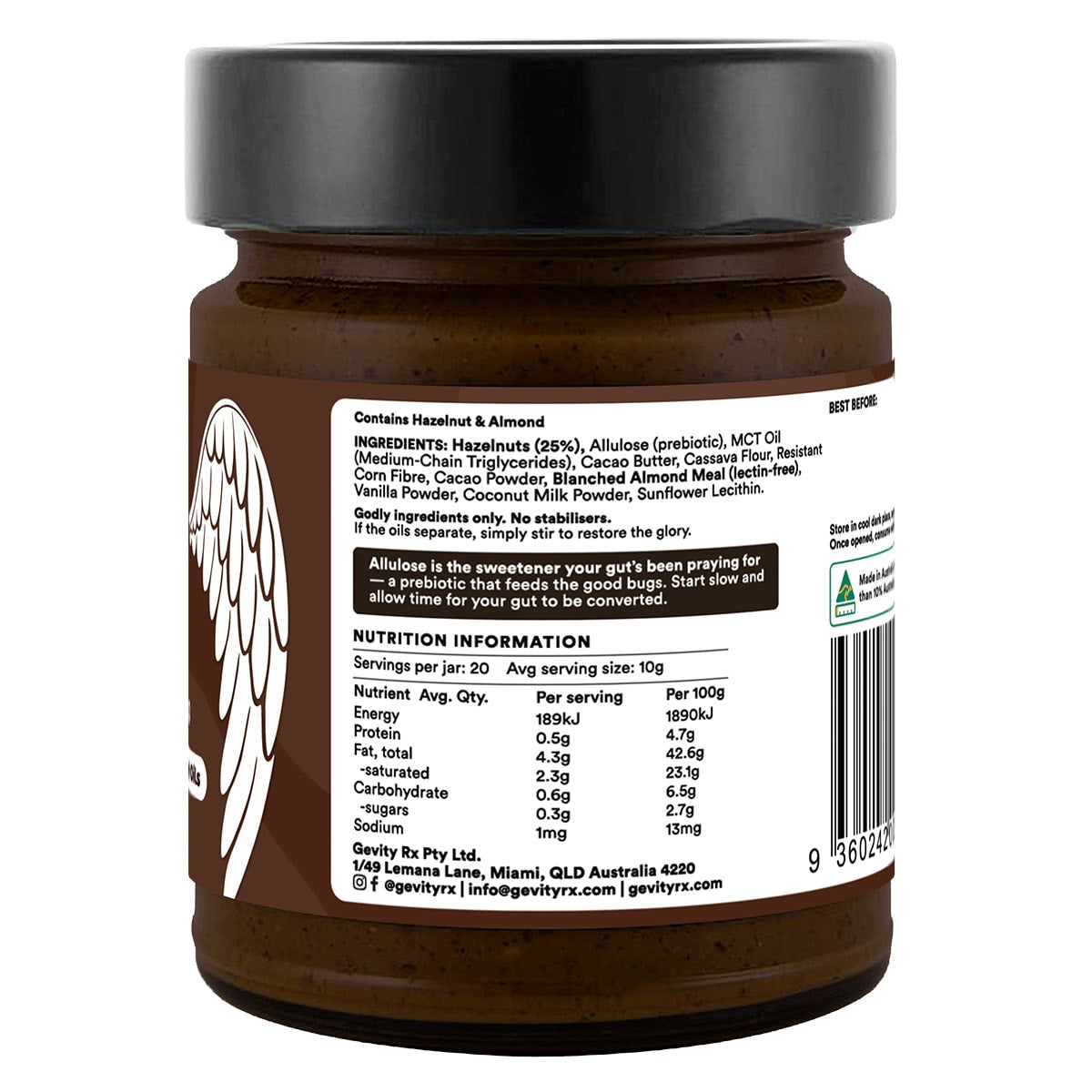 Gevity Rx Hazelnut Spread GOODTELLO 200g Healthylife gallery image 3