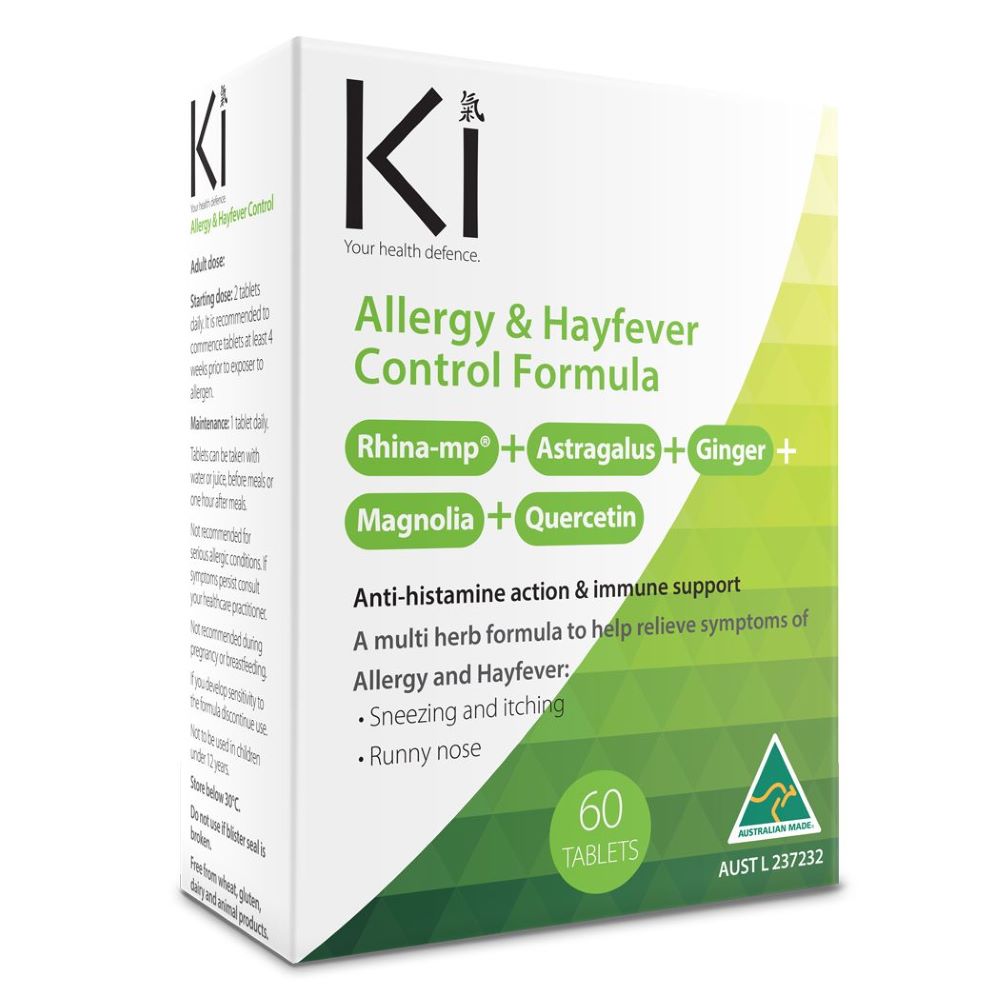Martin & Pleasance Ki Allergy Hayfever Control 60 Tablets box side panel