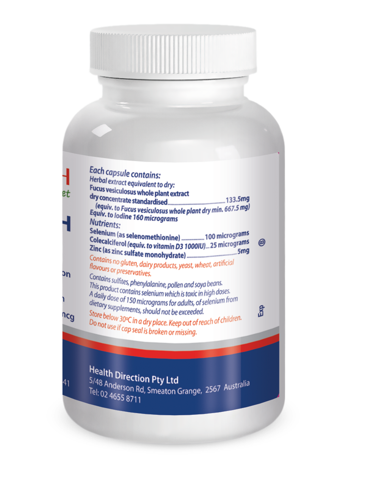 Cabot Health Thyroid Health 60 capsules rear label with ingredient panel