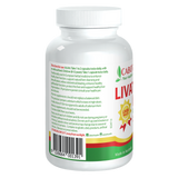 Cabot Health LivaTone Plus 60 capsules rear label with directions, warnings and barcode