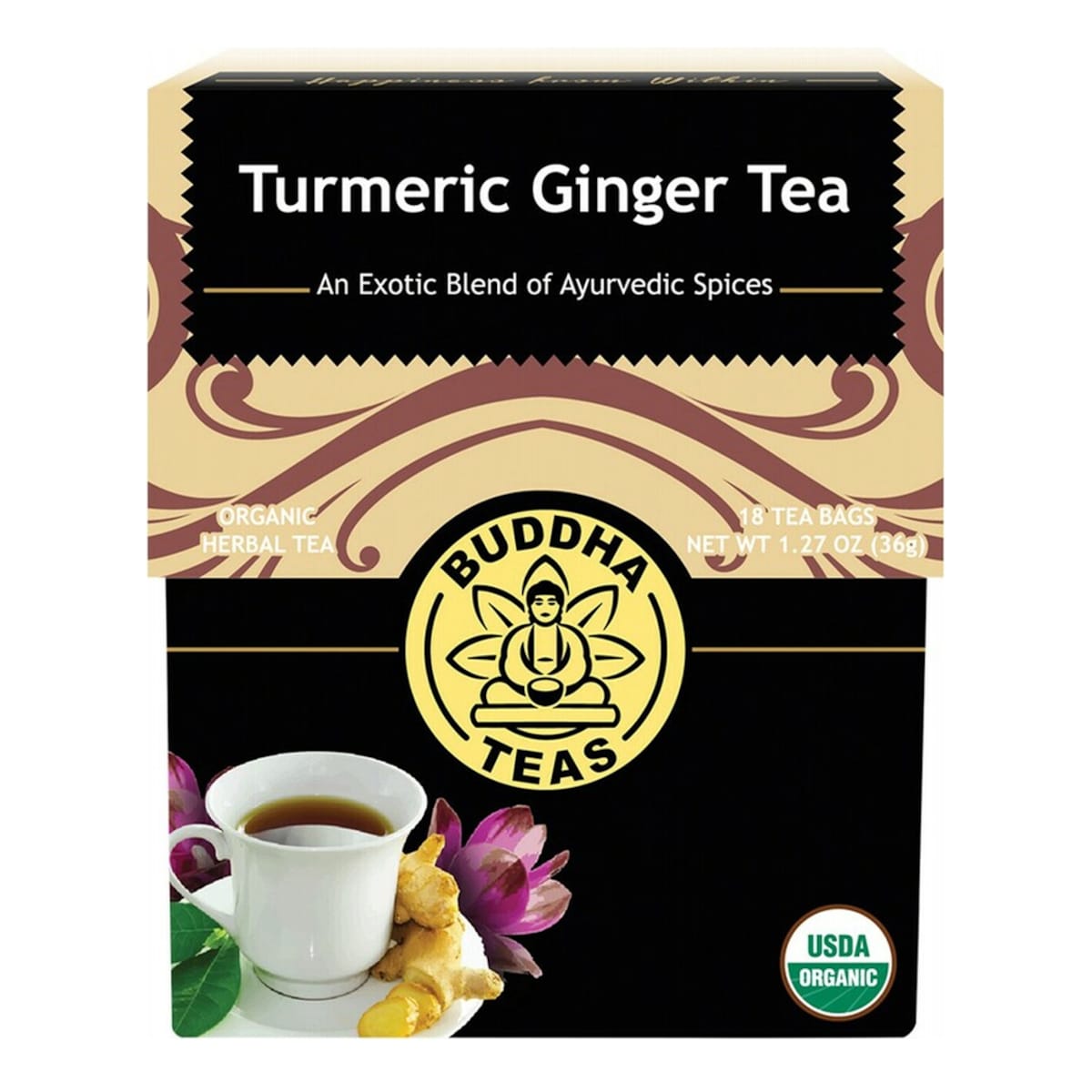 Buddha Teas Organic Turmeric Ginger Tea 18 Tea Bags