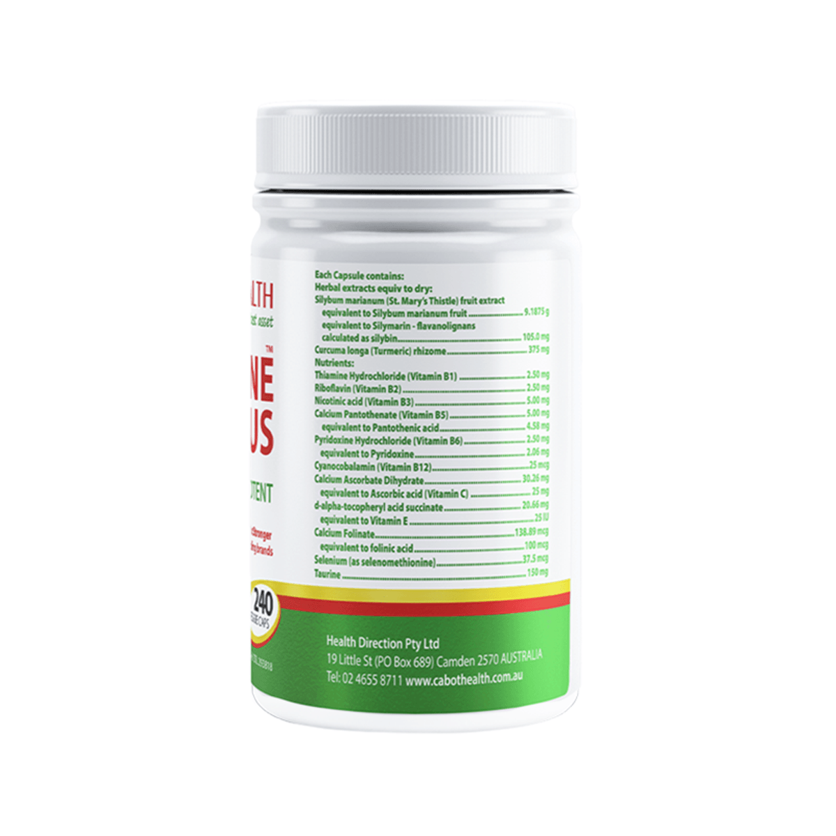 Cabot Health LivaTone Plus 240 capsules ingredients label