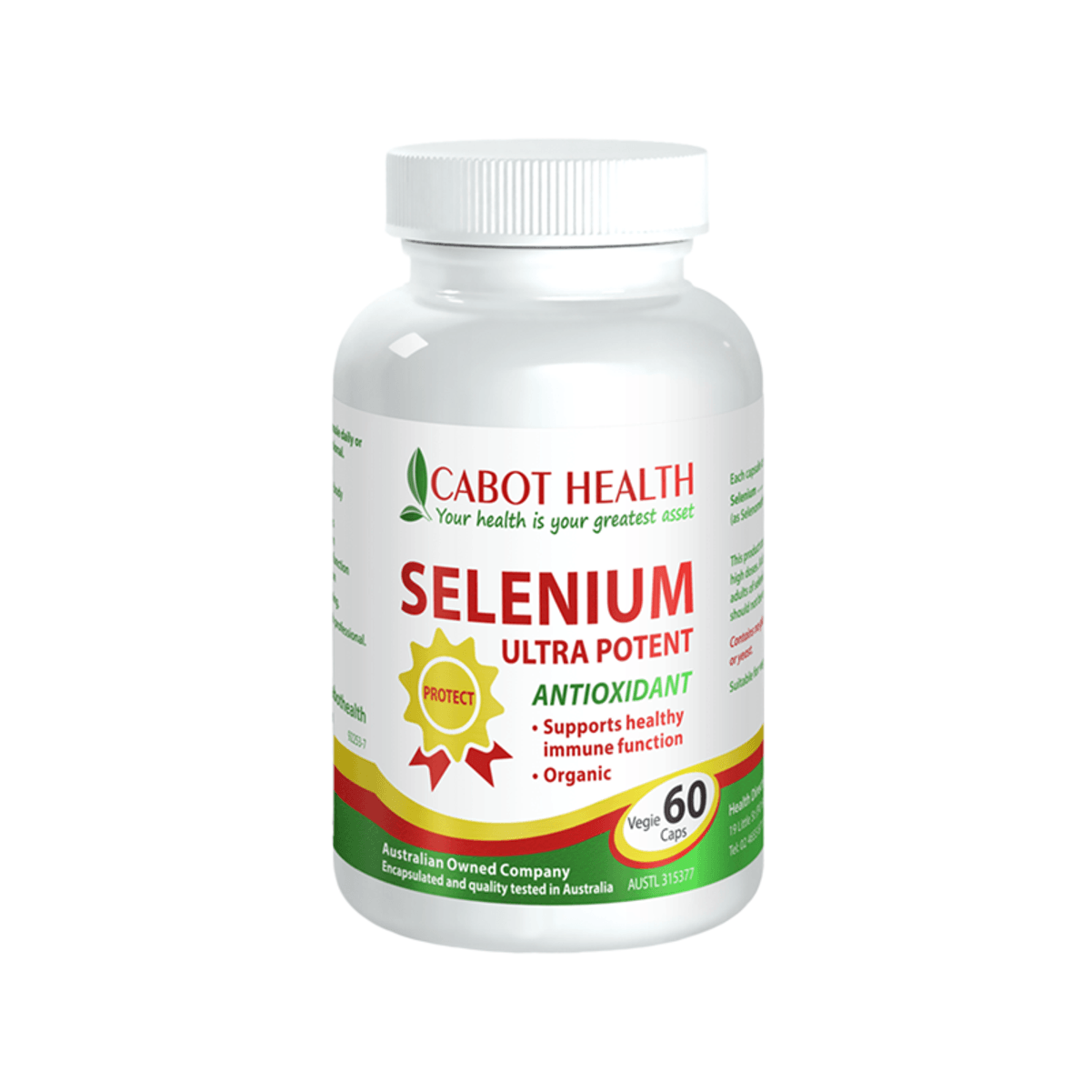 Cabot Health Selenium Ultra Potent 60 Capsules front bottle