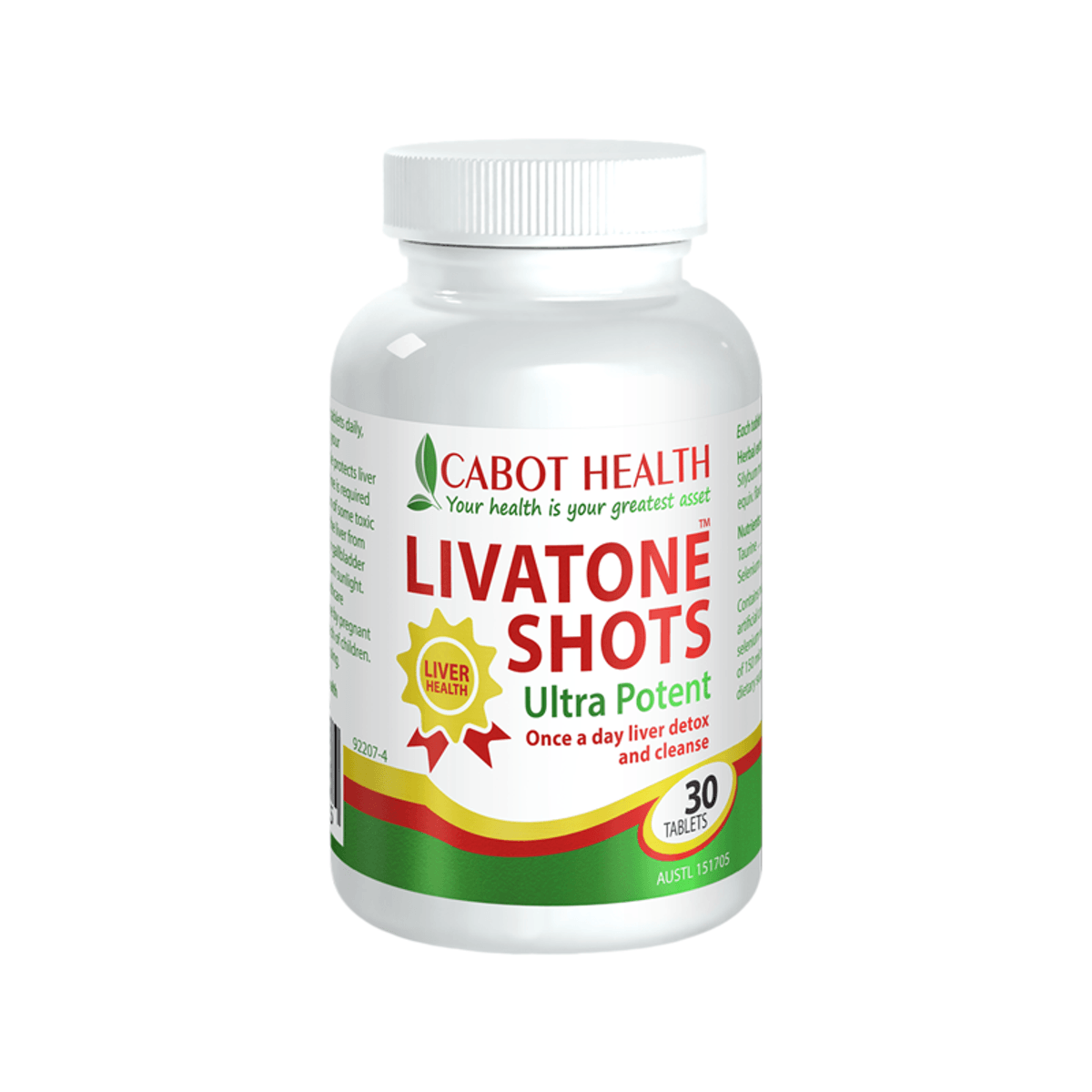 Cabot Health LivaTone Shots 30 tablets front bottle