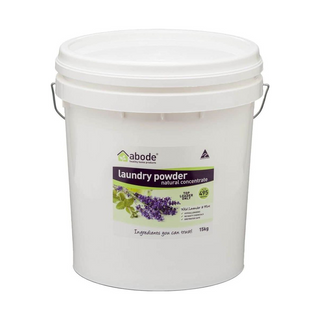 Abode Front & Top Loader Lavender & Mint Laundry Powder 15kg — 15kg pail, white background