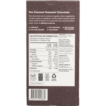 Alter Eco Chocolate Organic Dark Total Blackout 75g