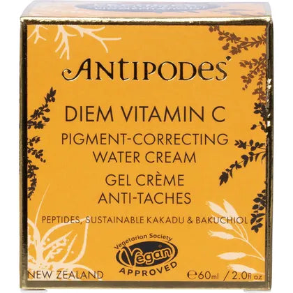 Antipodes Diem Vitamin C Pigment-Correcting Water Cream 60ml carton front panel