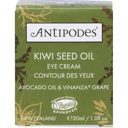 Antipodes Kiwi Seed Oil Eye Cream 30ml carton front panel