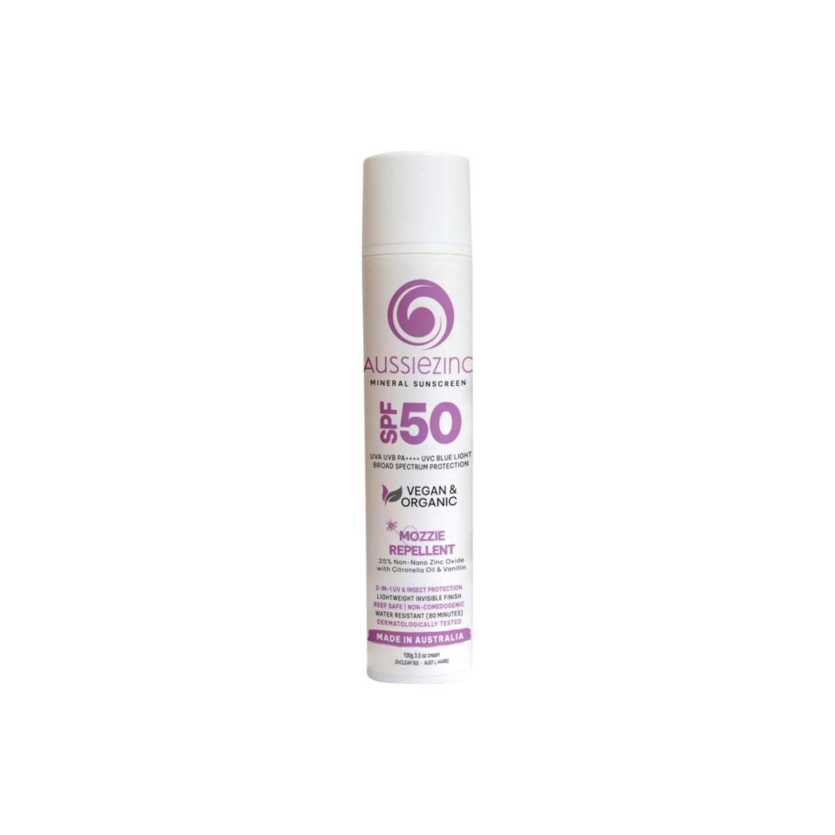 AussieZinc Mozzie Repellent SPF50 Natural Tint 100g