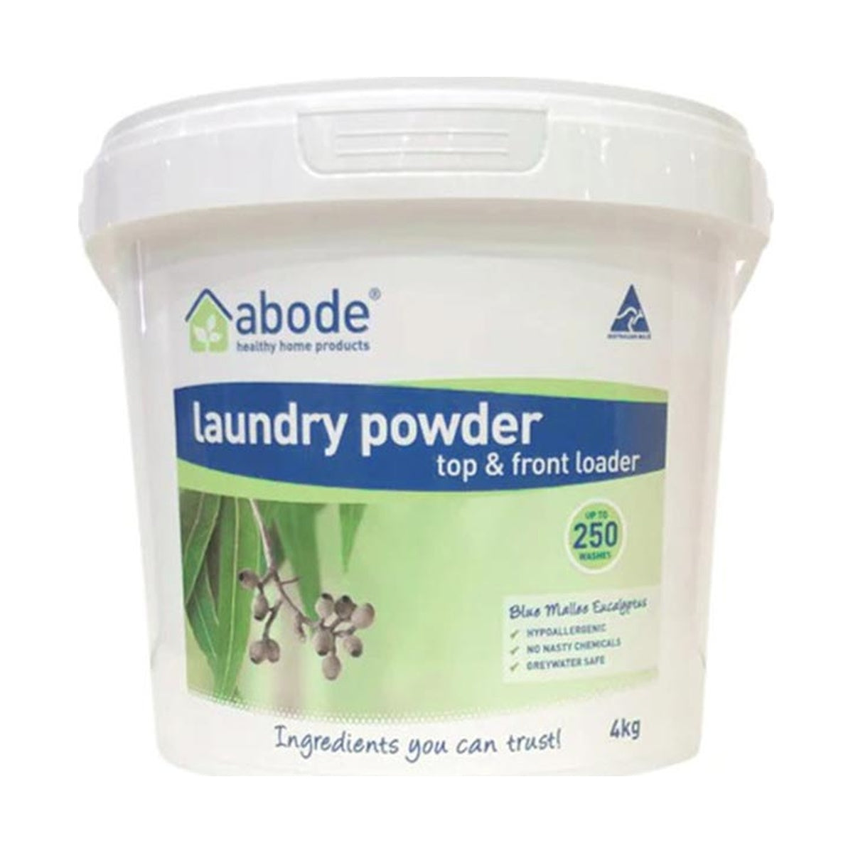 Abode Front & Top Loader Eucalyptus Laundry Powder product packshot