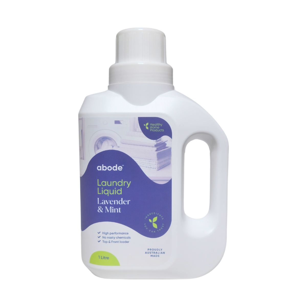 Abode Front & Top Loader Wild Lavender & Mint Laundry Liquid 1L product packshot