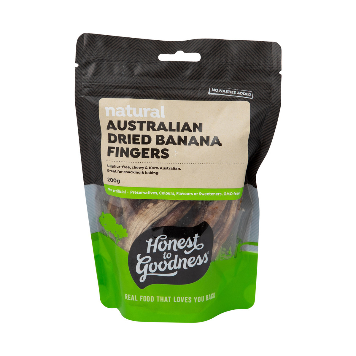 Honest to Goodness Australian Dried Banana Fingers 200g product packshot