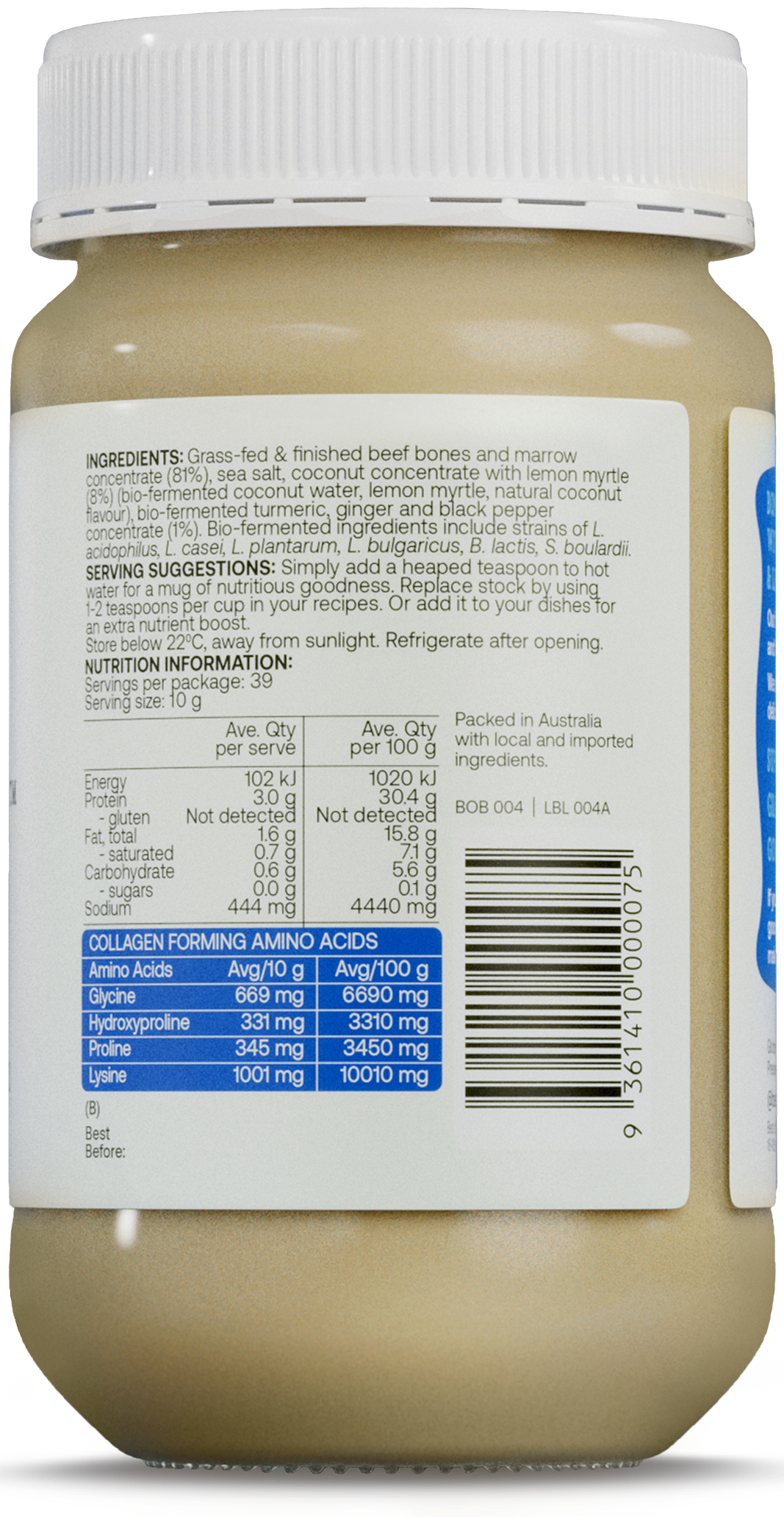 Best of the Bone Probiotic Bone Broth Concentrate Coconut Lemon Myrtle 390g gallery image 5