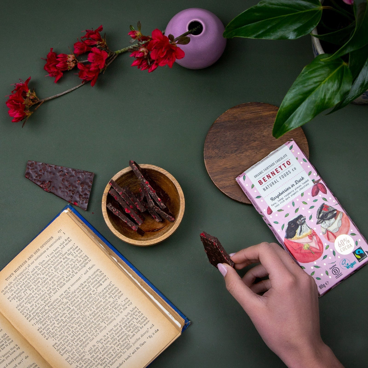 Bennetto Raspberries in Dark serving suggestion; other ingredients not included