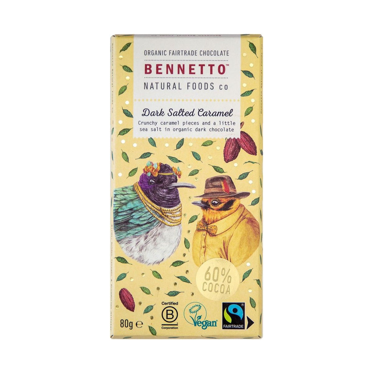 Bennetto Organic Dark Salted Caramel Chocolate 80g — 1 bar