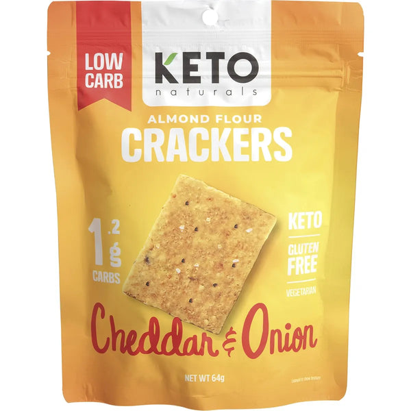 Keto Naturals Almond Flour Crackers Cheddar & Onion 64g