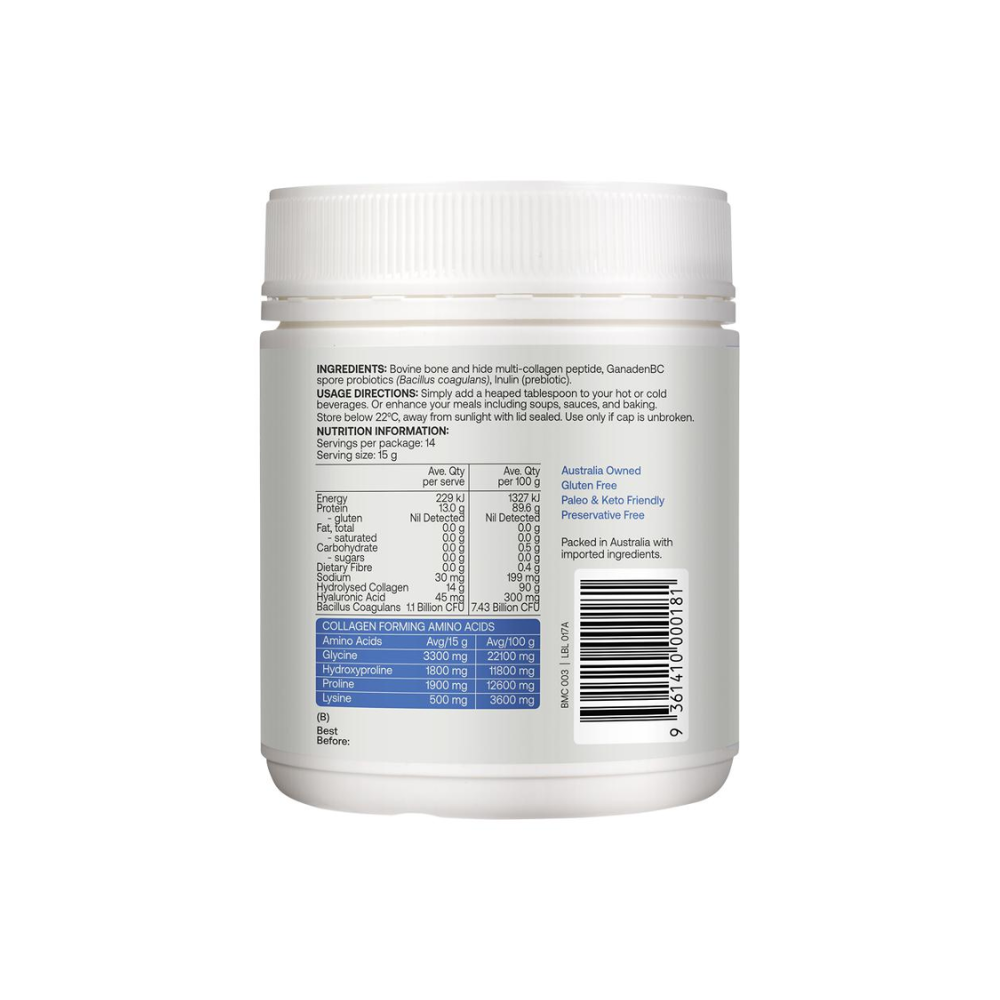 Best of the Bone Healing Multi-Collagen Protein Powder Gut & Immunity Blend with Probiotic Spores Unflavoured 210g