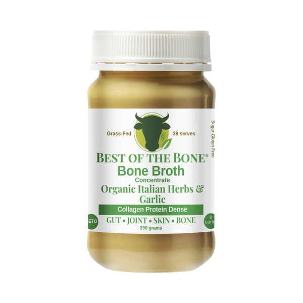 Best of the Bone Bone Broth Beef Concentrate Organic Italian Herbs & Garlic 390g