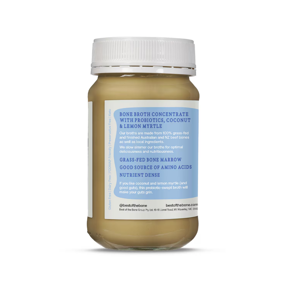 Best Of The Bone Probiotic Bone Broth Concentrate Coconut & Lemon Myrtle 390g