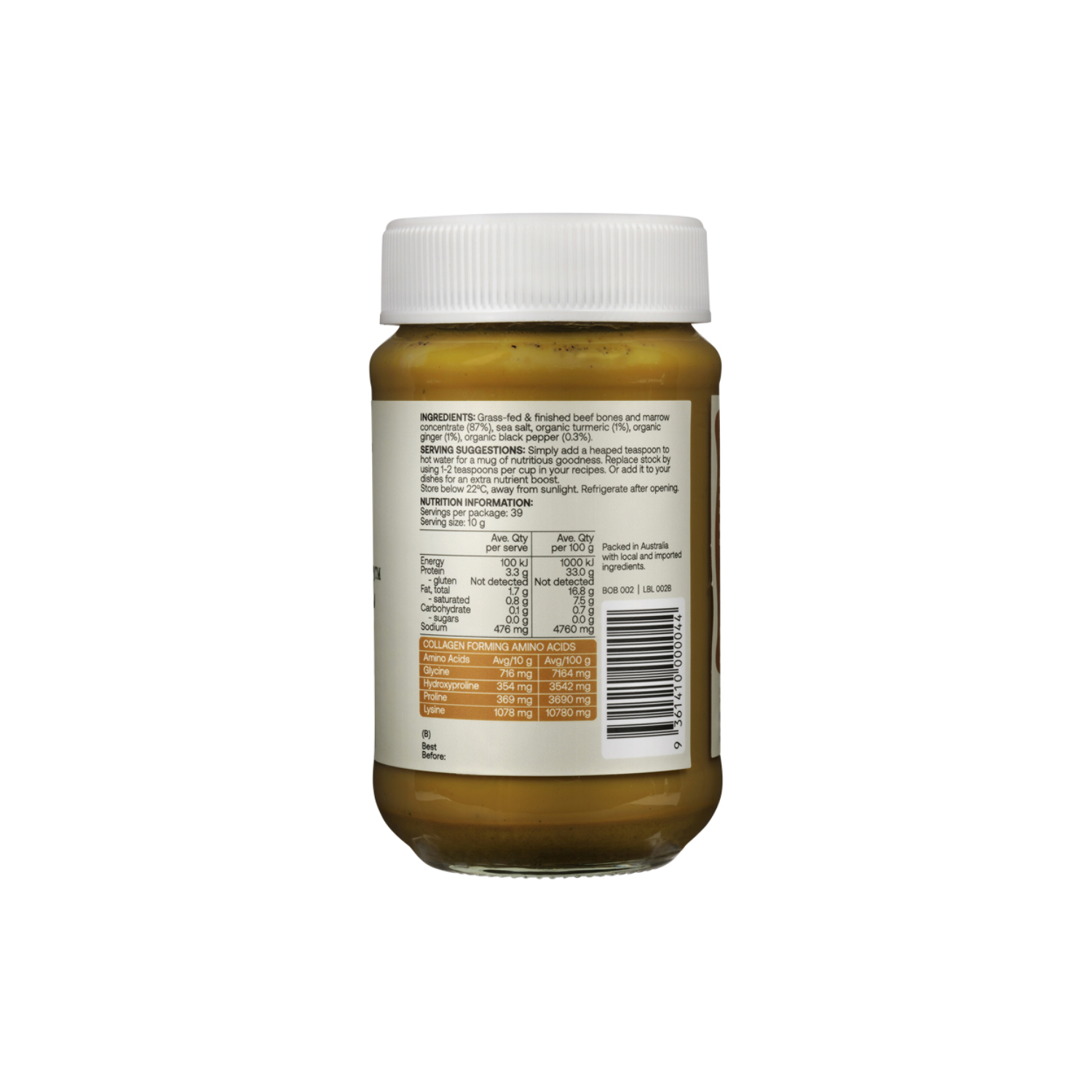 Best of the Bone Bone Broth Beef Concentrate Organic Turmeric Ginger Black Pepper 390g gallery image 2