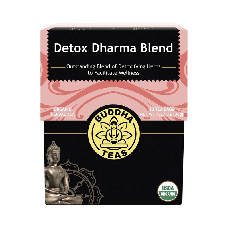 Buddha Teas Organic Herbal Tea Bags Detox Dharma Blend 18 Pack