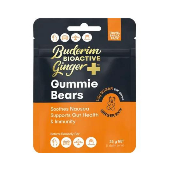 Buderim BioActive Ginger+ Hot Gummie Bears 25g