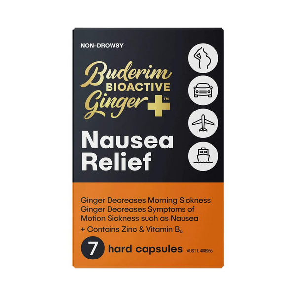 Buderim BioActive Ginger+ Nausea Relief 7 Capsules